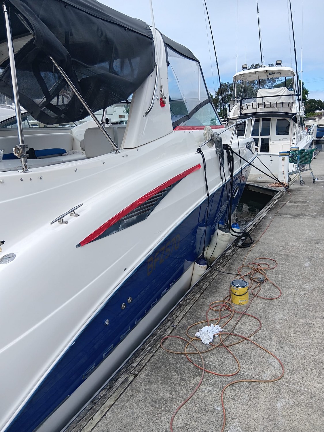 Swift Trawler 48 finished to a full gloss by Trident Cross Marine Services